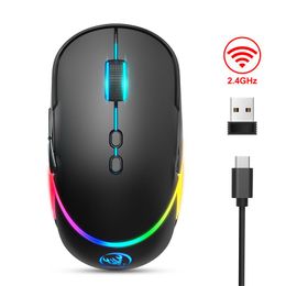 Mice 2.4G Wireless Gaming Mouse Home Office TypeC Rechargeable RGB 3200DPI For PC Laptop Computer Black New High Quality M200