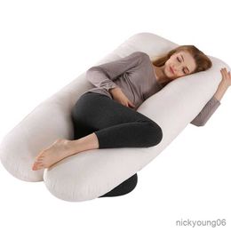 Maternity Pillows Soft Coral Fleece Pregnancy Body Pillow for Side Sleepers Shape Sleep Pregnant Women Home