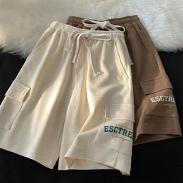 Algodão para mulheres shorts de roupas de trabalho de verão feminino japonês japonês de perna larga de cinco pontos calças esportivas casuais soltas 230602