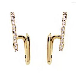 Stud Earrings 2023 Korean Micro Pave Zircon Hoop For Women Elegant Cross Bouncle Niche Design Sweet Jewelry Accessories