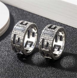 designer Jewellery bracelet necklace high quality Square hollow out engraved pattern woven wide sterling couple ring