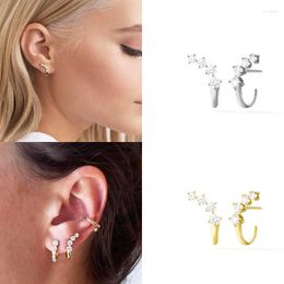 Hoop Earrings French Light Side Curved U - Shaped Flicker Tapered Zircon Earring Studs Allergies Piercing Ear Ring Fashion Jewellery