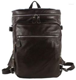 Backpack School Male Book Brown High Bag Men Leather Quality Travel Women Fashion Rucksack Black Genuine