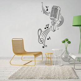 Vinyl Wall Decal Microphone MIC Music Musical Notes Art Interior Decor Stickers Bedroom Music Room KTV Cool Mural Decoration