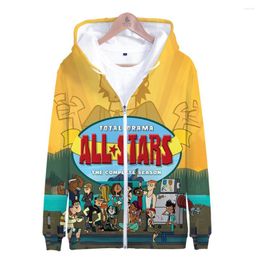 Men's Hoodies Total Drama Hoodie 3D Zipper Sweatshirt Women/Men Long Sleeve Harajuku Streetwear Funny Cartoon Fashion Clothes Plus Size