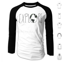 Men's Hoodies Explore The Globe Hoodie Cotton Long Sleeve Typography Lettering Earth Planet Adventure Travel Wanderlust