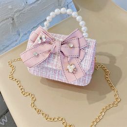 Backpacks Fashion Girl Classic Coin Purse Tweed Handbag Children Wallet Mini Cute Princess Handbags Kid Money Bag Baby Shoulder Chain 230601