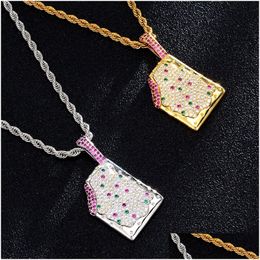 Pendant Necklaces Fashion Hip Hop Bling Cz Ice Cream Iced Out Cubic Zircon Pendants Jewelry Charm Collier Rapper Punk Party Gifts Fo Dh7Gs
