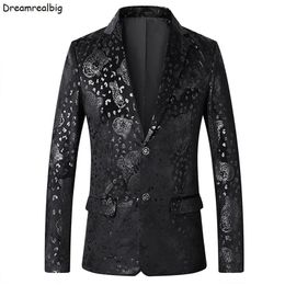Blazers Men Leopard Print Velvet Black Suit Jacket TwoButtons Single Breasted 2022 New Business Casual Notched Lapel Mens Dress Coat