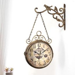 Wall Clocks Vintage Double Clock8 Inches Ordinary Glass Mirror Light-sensitive Paint Clock Modern Design Reloj De Pared Decorative