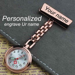 Personalized Customized Engraved with Your Name Stainless Steel Lapel Pin Brooch Quality Rose Gold Fob Nurse Watch2750
