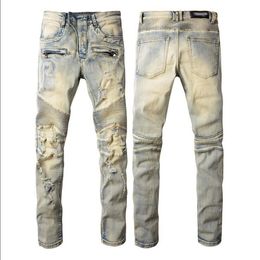 2023Men's Jeans Fashion Flared Men's Ripped Distressed Streetwear Black Denim Pants Long Ribbons Trend Man#