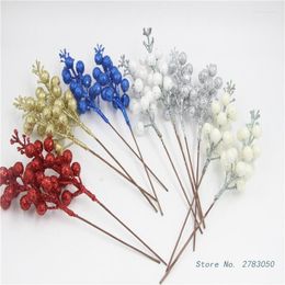 Decorative Flowers 12pcs Artificial Red Berry Stems For Christmas Tree Wreath Decorations Glitter Berries Picks DIY Craft Holiday Decor