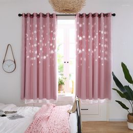 Curtain Double Layers Blackout Short Curtains White Tulle With Hollow High Shading For Living Room Bedroom Window Treatment