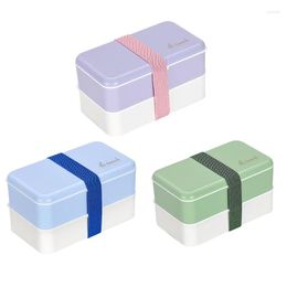 Dinnerware Sets INS Japanese Style Double Layer PS PP And Silicone Material Lunch Box With Microwave Oven Bento Boxes For Student Adults