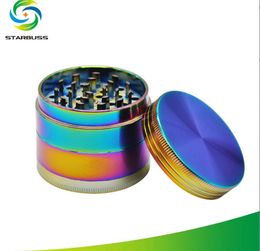 Smoking Pipes Colorful metal cigarette grinder with a diameter of 50mm, four layer ice blue zinc alloy grinder