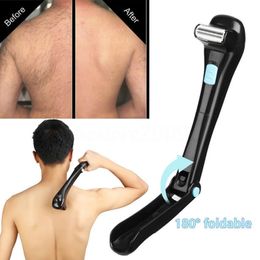 Blade Men Shaving 180 Degrees Foldable Electric Back Hair Shaver Battery Manual Long Handle Hair Remover