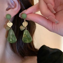 Stud Luxury Fashion Green Color Natural Love Triangle Earrings for Women Atmosphere Personality Party Jewelry