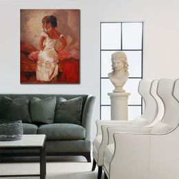 Beautiful Figurative Canvas Art Satin Embrace Textured Oil Paintings Dancer Modern Artwork Office Wall Decor Hand Painted