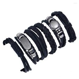 Bangle 6pcs Braided Leather Bracelets For Men Women Woven Cuff Wrap Bracelet Ethnic Tribal Adjustable