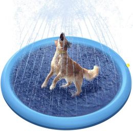 Chews VIP 170*170cm Pet Sprinkler Pad Play Cooling Mat Swimming Pool Inflatable Water Spray Pad Mat Tub Summer Cool Dog Bathtub