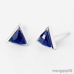 Stud Sterling Silver Prevent Allergy black Triangle Earrings for Women Wedding Jewelry