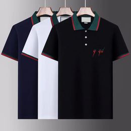 High end embroidered short sleeved cotton polo shirt Men's T-shirt European and American fashion clothing Summer luxury top