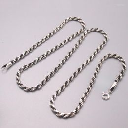 Chains Pure 925 Sterling Silver Chain Women Men 2mm Rope Link Necklace 50cm 20inch 17-18g
