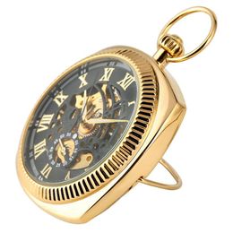 Antique Mechanical Hand-Winding Pocket Watch Luxury Roman Numerals Display Pocket Pendant Clock with Fob Chain New Arrival 2019 CX334Q