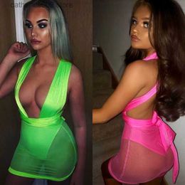 Party Dresses OMSJ 2020 New Hot Neon Green Elegant Sexy Club Party Dresses Women Strapless Sleeveless Bandage Dress Summer Lace Up Mini Dress T230602