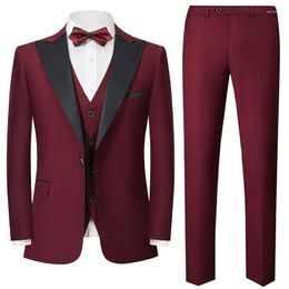 Men's Suits Men's Suit 3 Pieces Slim Fit Business Casual Fashion Suitable Work Wedding Dress Groom Banquet Jacket Vest With Pants
