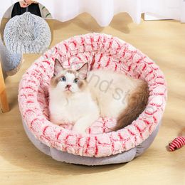 Cat Beds Adjustable Warm Fleece Pet Bed Kennel Soft Round Dog Smothing Winter Deep Sleeping Bag Sofa Puppy Cushion House Cats Fre