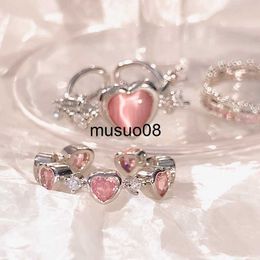 Band Rings 2023 Fashion Heart Vintage Love Rings for Women INS Punk Gothic Open Geometric Finger Rings Wedding Party Trendy Girls Jewellery J230602