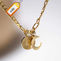 MICCI Wholesale Custom Women's 18K Gold Plated Stainless Steel Jewelry Coin Medallion Moon and Sun Shine Pendant Necklace