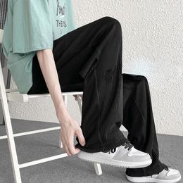 Men's Pants 2023 Loose Straight Men's Summer Ultra-thin Cool Ice Silk Casual Sports Quick-drying Long Trousers A19