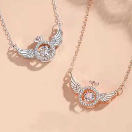 Pendant Necklaces 2023 New Design Angel Wings Necklace with Crystals Sweet Jewelry Gift for Women Girls Girlfriend J230601