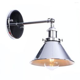 Wall Lamp Vintage Loft Decor LED Light Silver Iron Lampshade Industrial Bedroom Mirror Retro Wandlamp Nordic Lamps Bar