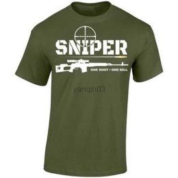 Men's T-Shirts Unique Design Sniper One Shot One Kill T-Shirt. Summer Cotton Short Sleeve O-Neck Mens T Shirt New S-3XL J230602
