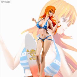 33cm Anime One Piece Nami Figure Fashion Sexy Beach Surf Swimsuit Girl Action Figurine Pvc Model Collection Statue Doll Gift Toy L230522