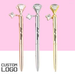 Personalised Customise Logo Engraved Name Large Diamond Clover Pendant Metal Ballpoint Pen Office Birthday Gifts School Supplies