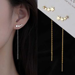 Stud Trend Long Wire Tassel Thread Chain Climb Star Heart Pendants Drop Earrings women's Straight Hanging Earings Jewelry