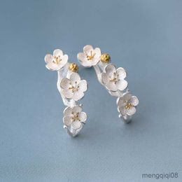 Stud Elegant Cherry Blossom Flower Earring For Women Trending Sweet Flowers Girl Wedding Party Jewellery Gift