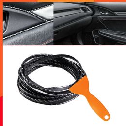 New 5M Car Moulding Door Panel Edge Center Control Dashboard Protector Strip Decorative Sticker Carbon Retro Style Moulding