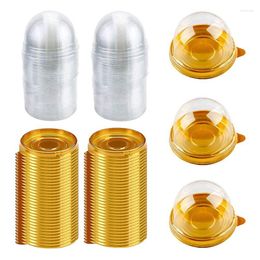 Baking Moulds 200 PCS Clear Plastic Mini Cupcake Box Round Mooncake Dessert Container Cookies Muffins Dome