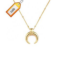 Hot Selling 18K Gold Plated Stainless Steel Horn Shape Moon Pendant Necklace for Women
