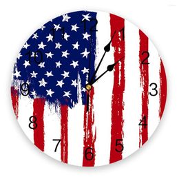 Wall Clocks Graffiti Style American Flag Clock Modern Design Living Room Decoration Kitchen Mute Watch Home Interior Decor