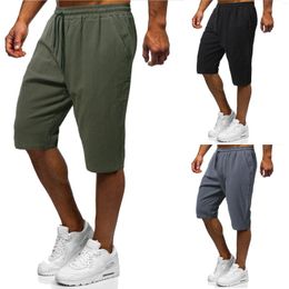 Men's Pants Summer 2023 Men's Shorts Casual Cotton And Linen Drawstring Sport Straight Leg Cropped Trousers Pocket Streetwear Jogger Men