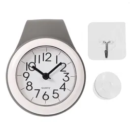 Wall Clocks Trendy Home Decor Bathroom Suction Cup Clock Shower Hanging Hole Number 20.5x10.5cm Grey Plastic