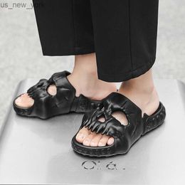 Summer Mens Personalised Skull Slippers Women Outdoor Slides Unisex Beach Sandals Halloween Party Funny Flip Flops L230518