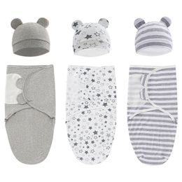 Sleeping Bags Baby Bag born Swaddle Wrap Hat Hug Quilt Infant Receiving Blanket Bedding for 012 Months Accessories 230601